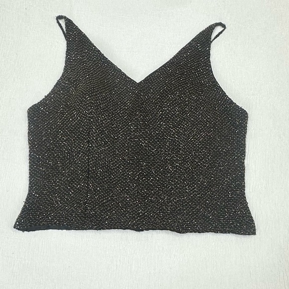 Scala Tops - Scala Black silk Camisole beaded with gold and iridescent eye catching Sparkle 💖